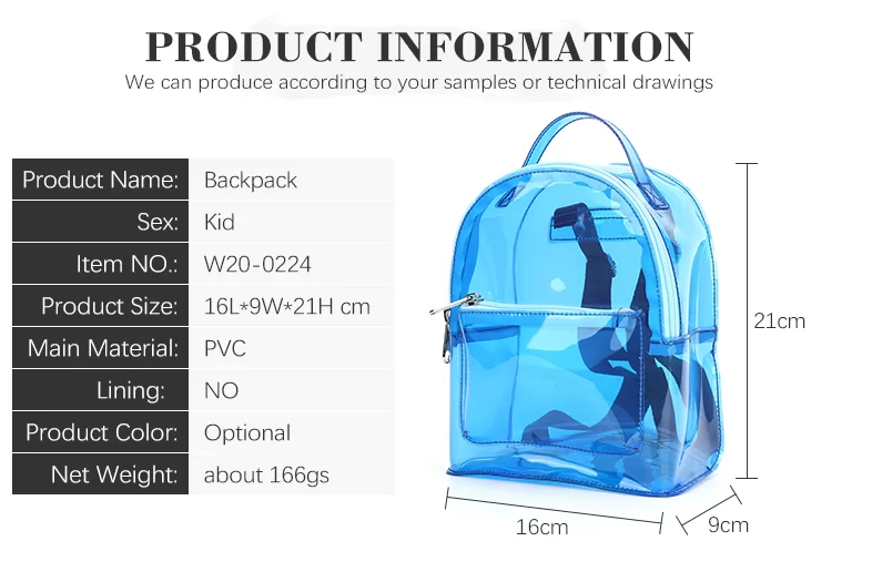 Transparent Casual High School Student PVC Book Bag