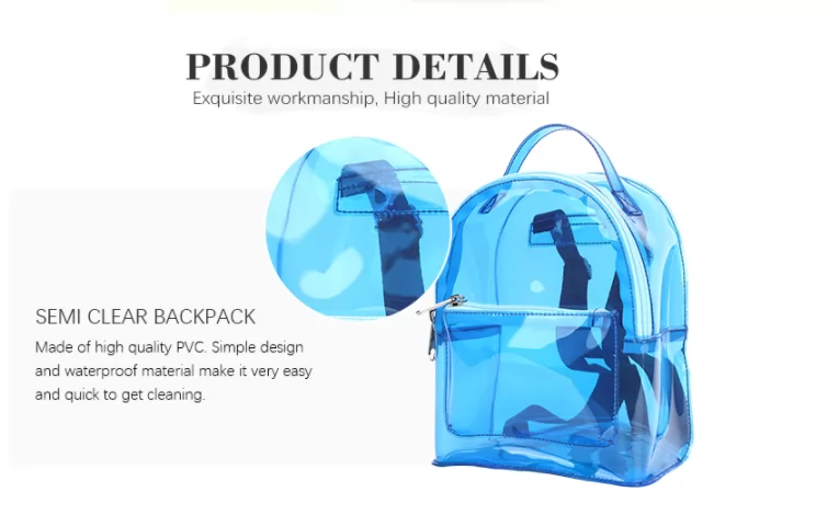 Transparent Casual High School Student PVC Book Bag